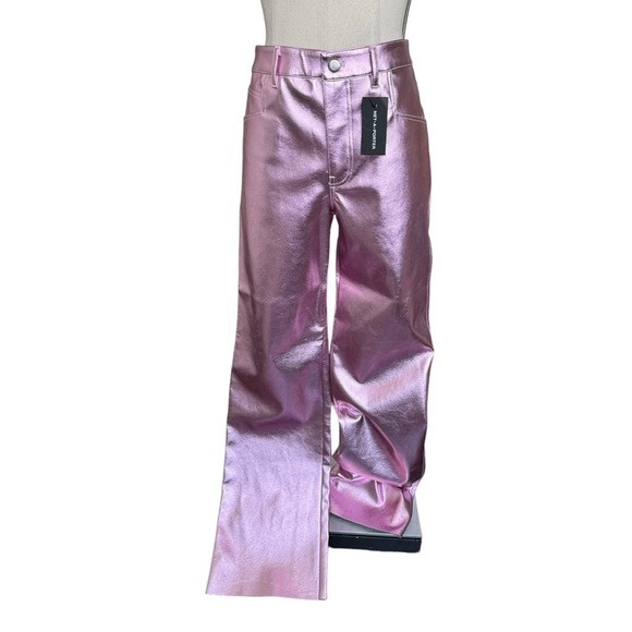 NWT ALIX NYC Jay Vegan Leather Straight-Leg Pants in Pink Size: 8 - Picture 6 of 17